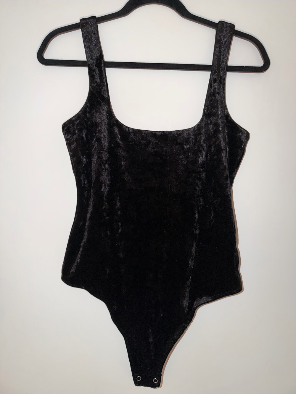 Good American Black Velvet Bodysuit Tank Top
